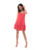 Sukienka mini z falbankami na ramiączkach GRACE OOH LA LA – neon koral