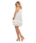 Sukienka mini z falbankami GRACE by Ooh la la na ramiączkach – biała