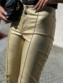 Spodnie skórzane na kant BUTTONS MARI MARI - złote