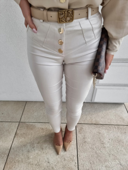 Spodnie woskowane z guzikami KARL - ivory