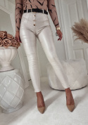 Spodnie woskowane z guzikami KARL BY ME - ivory