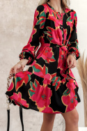 Sukienka midi w kwiaty MONICA SIMPLICITY - czerwona