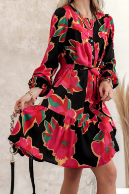 Sukienka midi w kwiaty MONICA by SIMPLICITY - czerwona