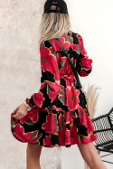 Sukienka midi w kwiaty MONICA SIMPLICITY - czerwona