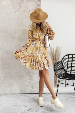 Sukienka midi w kwiaty MONICA by SIMPLICITY - żółta