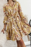Sukienka midi w kwiaty MONICA SIMPLICITY - żółta