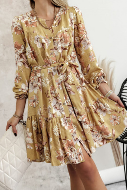 Sukienka midi w kwiaty MONICA by SIMPLICITY - żółta