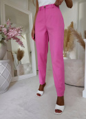 Spodnie z wysokim stanem materiałowe CLASSY BY ME - różowe