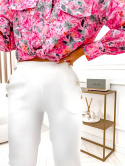 Spodnie na kant z guzikami EDGAR MOON - białe