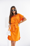 Sukienka z wiązaniem w talii SAFARI MOON - pomarańczowa