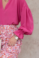 Bluzka z bufiastymi rękawami MAGNOLIA SIMPLICITY - różowa