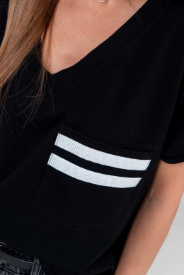 Oversizowa bluzka t-shirt z dekoltem w serek SHINE - czarna