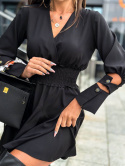 Czarna sukienka z podwójnym mankietem OSLO PINACOLLADA - czarna