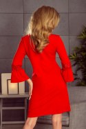 MARGARET sukienka z koronką na rękawkach - czerwona