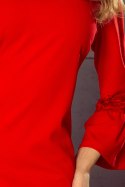 MARGARET sukienka z koronką na rękawkach - czerwona