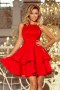 LAURA podwójnie rozkloszowana sukienka z koronkową górą - czerwona