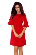 NEVA Trapezowa sukienka z rozkloszowanymi rękawkami - czerwona
