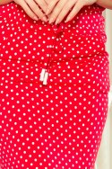 Sukienka sportowa z wiązaniem i kieszonkami - czerwona w groszki