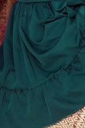Sukienka midi w kwiaty z falbankami DAISY - zielona