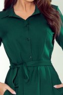 SANDY Koszulowa rozkloszowana sukienka - zieleń butelkowa