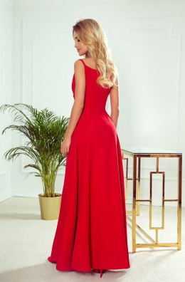 CHIARA elegancka maxi długa suknia na ramiączkach - czerwona