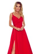CHIARA elegancka maxi długa suknia na ramiączkach - czerwona