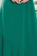 KARINE - trapezowa sukienka z asymetryczną plisą - zielona