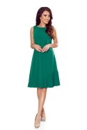KARINE - trapezowa sukienka z asymetryczną plisą - zielona
