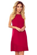 KARINE - trapezowa sukienka z asymetryczną plisą - czerwona