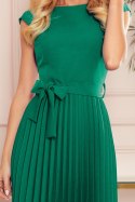 LILA Plisowana sukienka z krótkim rękawkiem - zieleń butelkowa