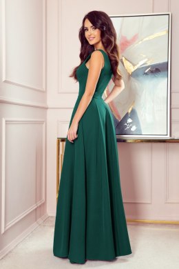 Długa suknia z dekoltem CINDY - zieleń butelkowa