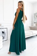 CHIARA elegancka maxi długa suknia na ramiączkach - zielona