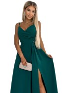 CHIARA elegancka maxi długa suknia na ramiączkach - zielona